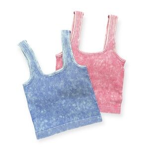2-Pack Zenana Ribbed Square Neck Tanks